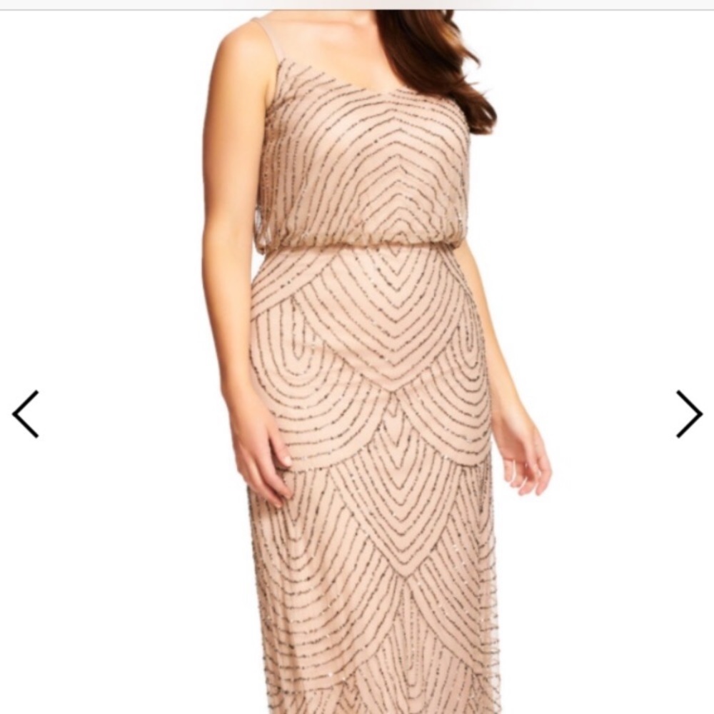Adrianna Papell Art Deco Beaded Blouson Gown